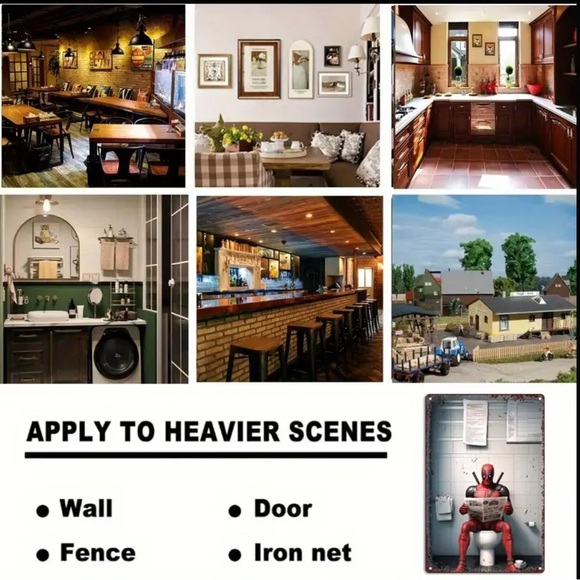 ‼️$7‼️ Deadpool Toilet Tin Sign: Humorous Quirky Bathroom Decor Marvel - Picture 6 of 9